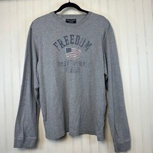 Abercrombie & Fitch‎ Mens XL Gray Freedom Flag Long Sleeve Graphic T Shirt